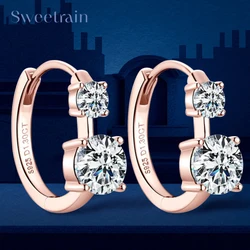 Pendientes de moissanita de oro rosa para mujer, aretes de aro de diamantes hechos en laboratorio de 2,6 CT, joyería de boda de oro de 18 quilates chapada en plata 925