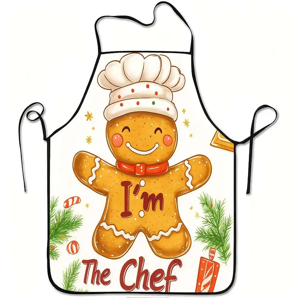 Cute Gingerbread Man Chef Apron Funny Baking Apron for Kitchen Cooking Gift for Him Her