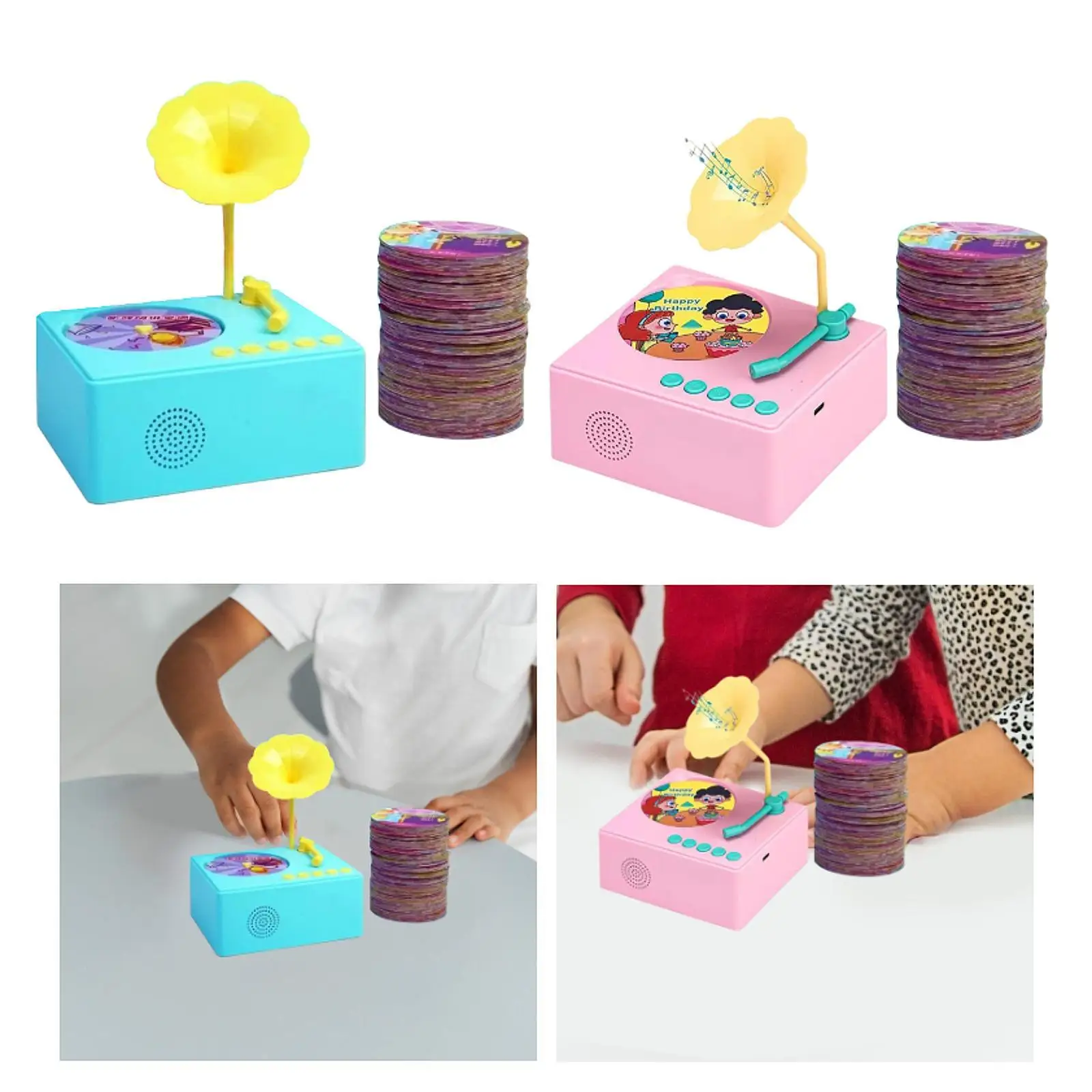

Kids Gramophone with 96 Cards Bedtime Stories for 3-6 Years Old Kids Gift