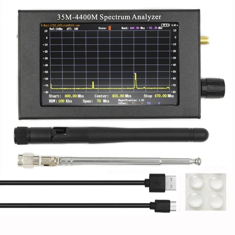 

4.3-inch TFT Color LCD Handheld Spectrum Analyzer 35M-4400MHz Spectrum Analyzer