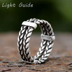 2024 NEW  Vintage Weave Viking Symbols Stainless Steel Mens Women Rings Simple for Girl Boyfriend Jewelry Creativity