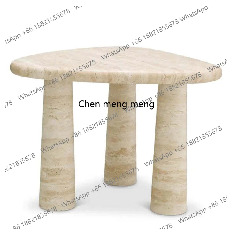 

Natural travertine coffee table art living room home coffee table high-end light luxury triangular tea table