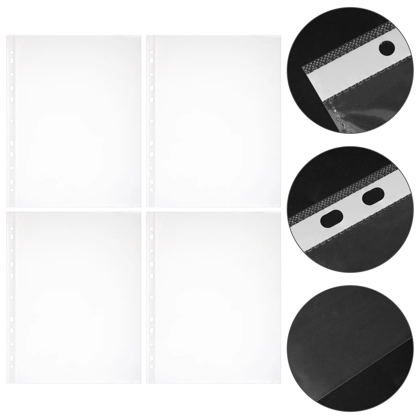 100Pcs Clear Page Protectors Loose Leaf File Bags Transparent File Bags A4 File Folders Book Binder Sheet Sleeves