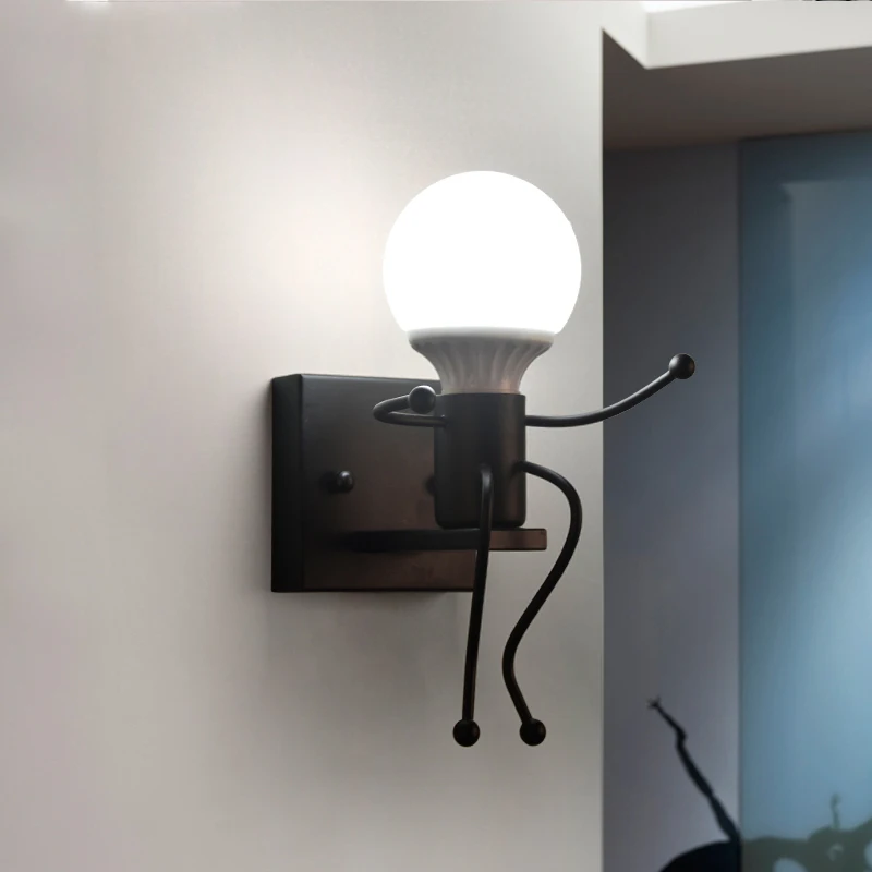 Vintage Robot Led Wall Lamp Toy Modern Wall Lights for Home Kids Baby Room Bedside Bedroom Cafe Vanity Lamp Stairs Led Light E27