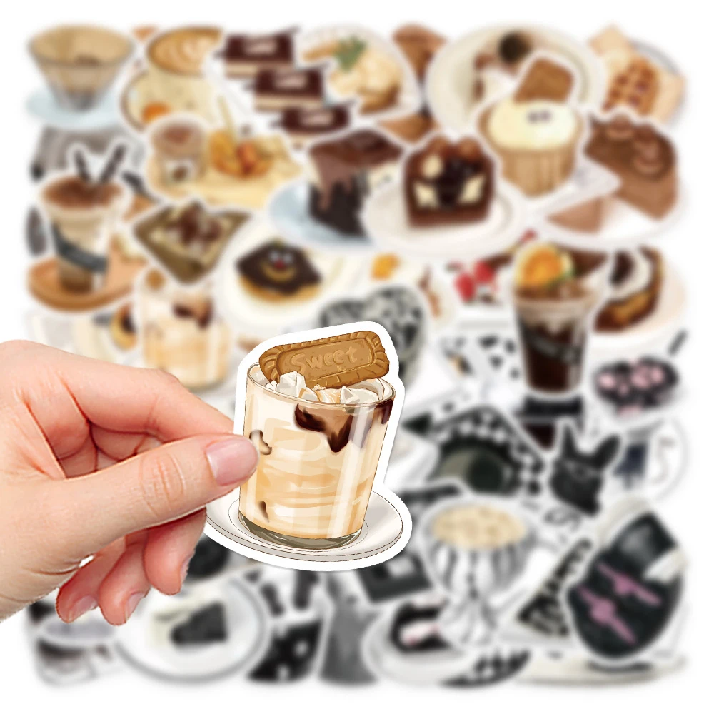 10/30/50PCS Kawaii Food Dessert Coffee Stickers Aesthetic Ins Style Cartoon Decals DIY Skateboard Laptop Decoration Sticker Pack