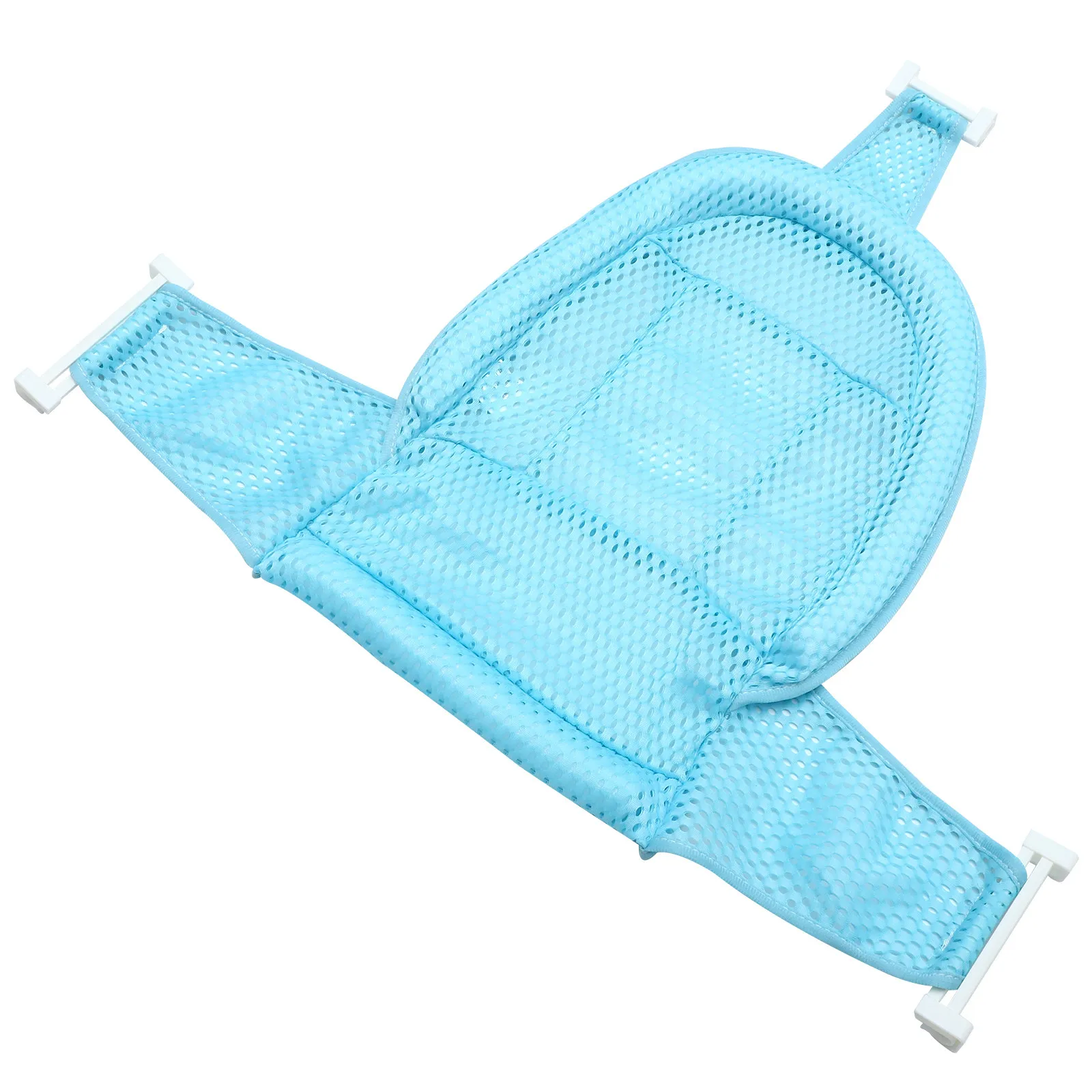 Baby Bath Net Pocket Blue Breathable Mesh Infant Bath Seat Support Safe Non-Slip Shower Mesh Adjustable Bathtub Holder