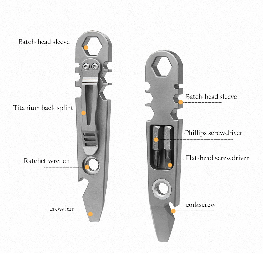 Imagem -03 - Catraca de Liga de Titânio Portátil e Crowbar Ferramenta de Manutenção Multifuncional Edc Abridor de Garrafas Chave de Fenda Nail Lifter Equitação