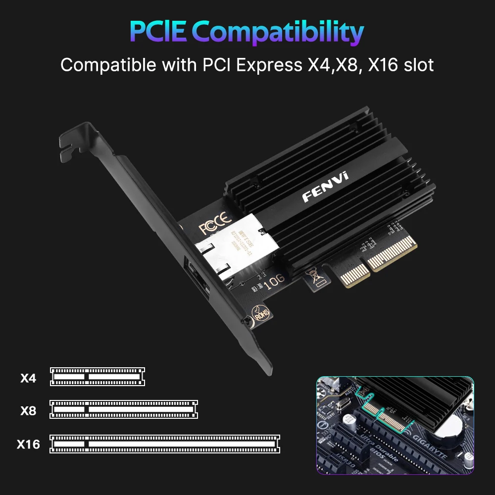 Imagem -04 - Fenvi-pcie para Placa de Rede Rj45 Controlador Ethernet Adaptador Fast Lan Marvell Aqc113 pc Pciex4 10gbps 11 Gbps Win 10