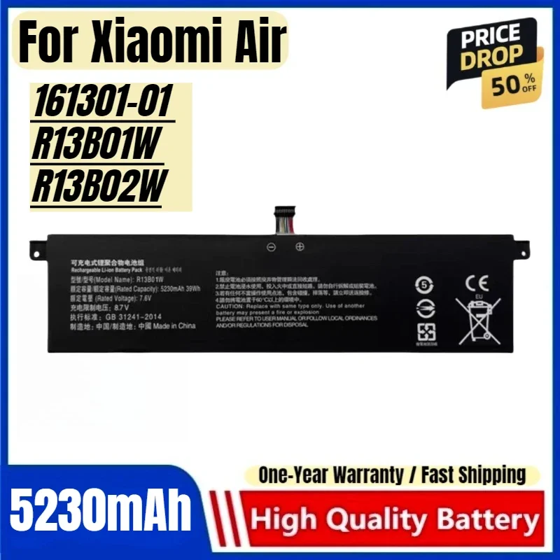 For Xiaomi Air 13 13.3 Inch 161301-01 R13B01W R13B02W Laptop Battery High Capacity Battery Replacement Battery