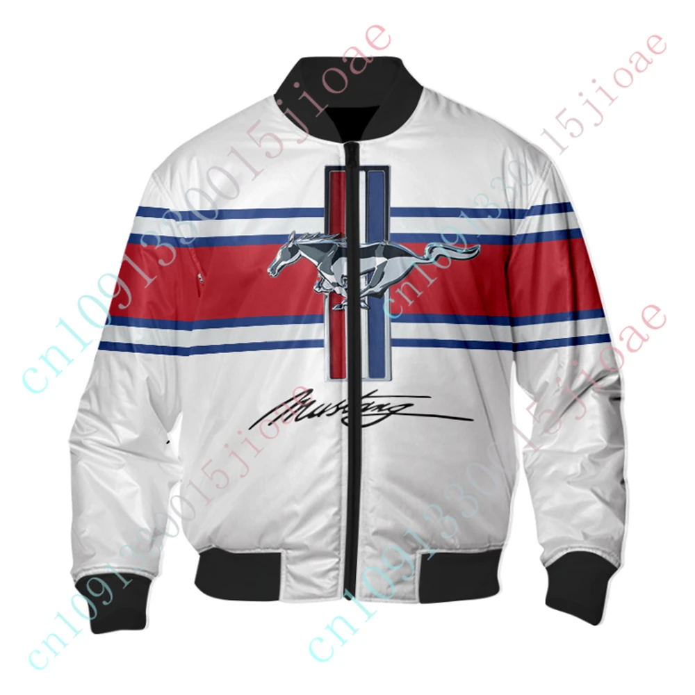 

Mustang Bomber Jacket Harajuku Parkas Windbreaker Jackets For Men's Clothing Techwear Baseball Uniform Thick Coat Custom Logo