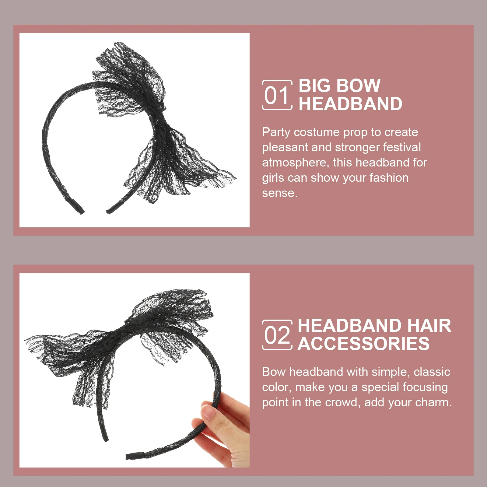 

Retro Big Bow Headb Hair Accessories Black Womens Fabric Headdress Adult Headb s Girls Hair B Prom Wedding Birthday