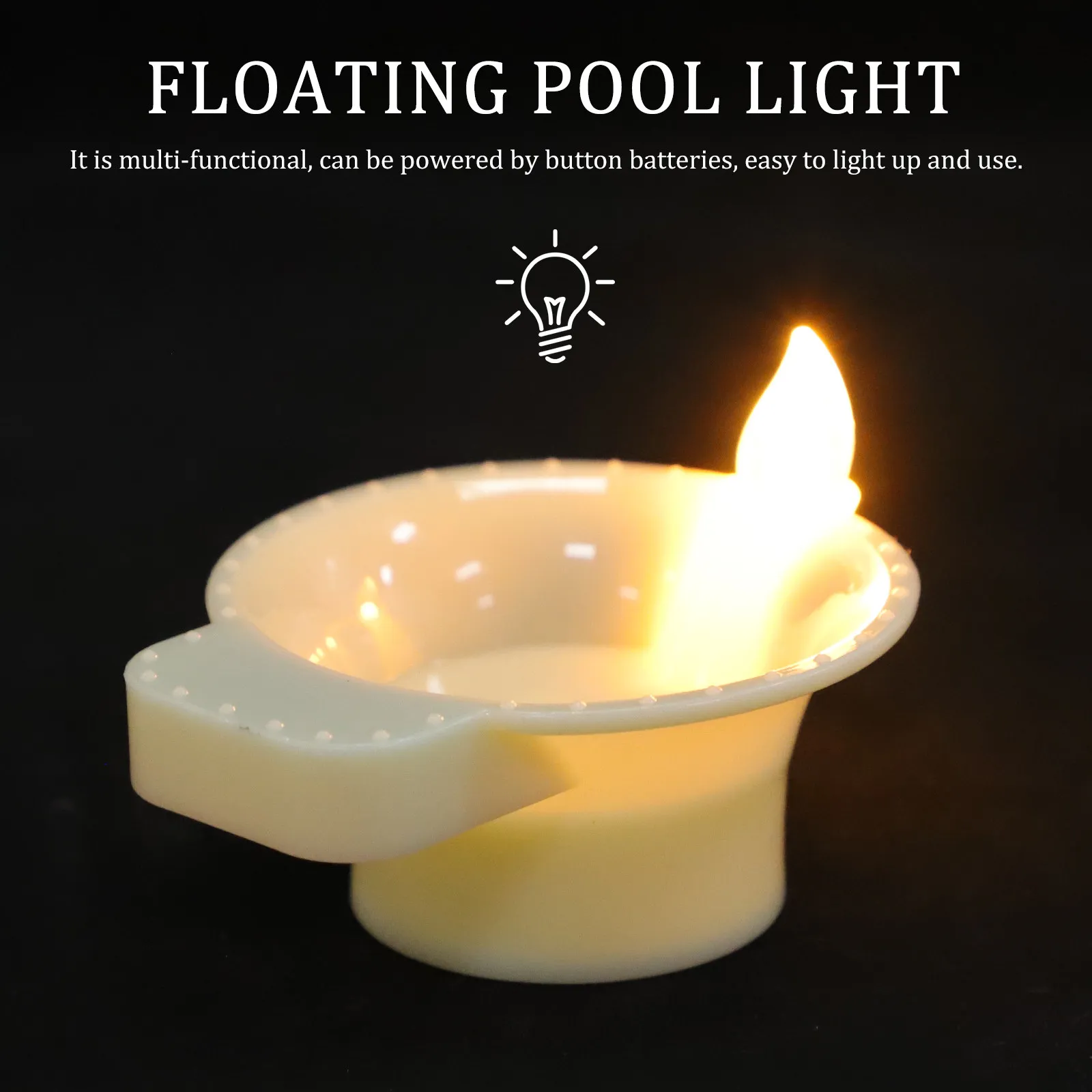 12Pcs Safe Beautiful LED Floating Light Warm White Flickering Waterproof for Pond Pool Party Home Decoration