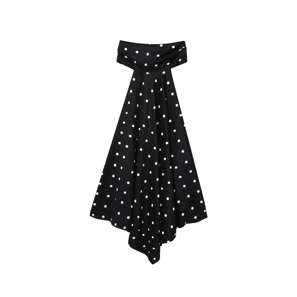 

BSK&TRAF2025polka dot halter neck backless sexy casual versatile irregular hem tops new summer women's clothing