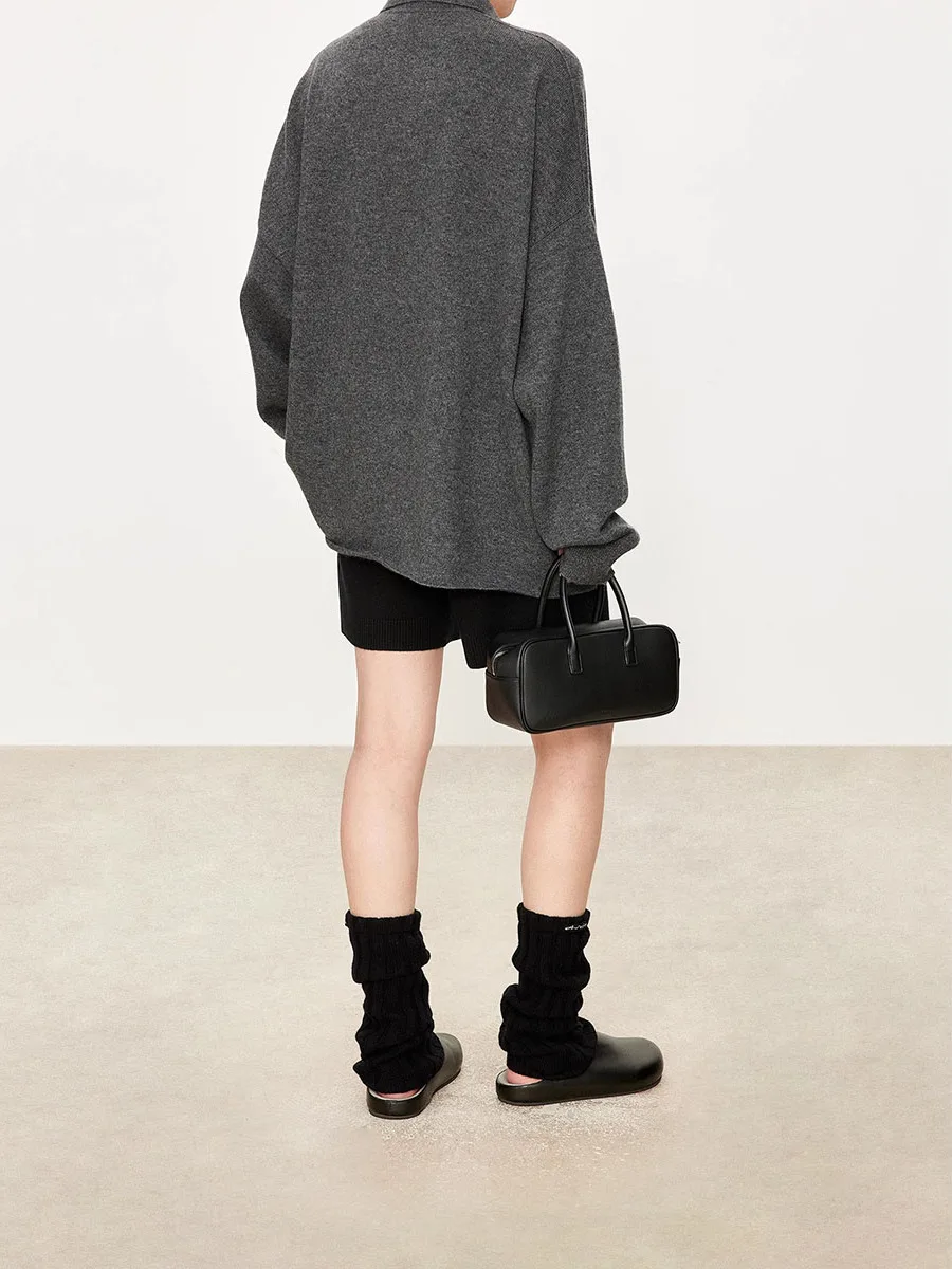 Loose Women's Cashmere  Neck Sweater Casual Slouchy Style Outerwear Knitted Long Sleeve Warm Mid-Length  Color