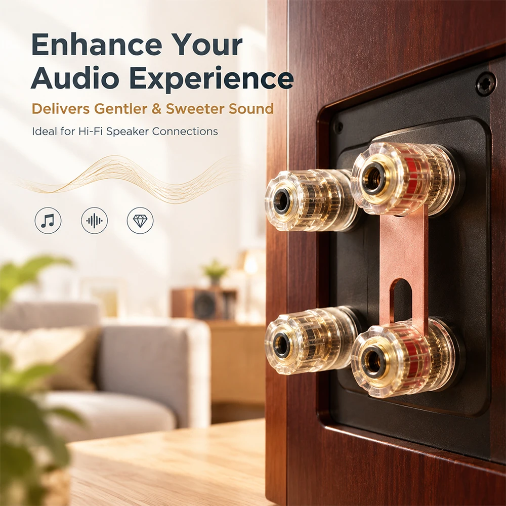 4Pcs XSSH HIFI Speaker Binding Post Jumper Plate Pure Copper Gold Plated Audio Terminal Connector for Speaker Box DIY Audio