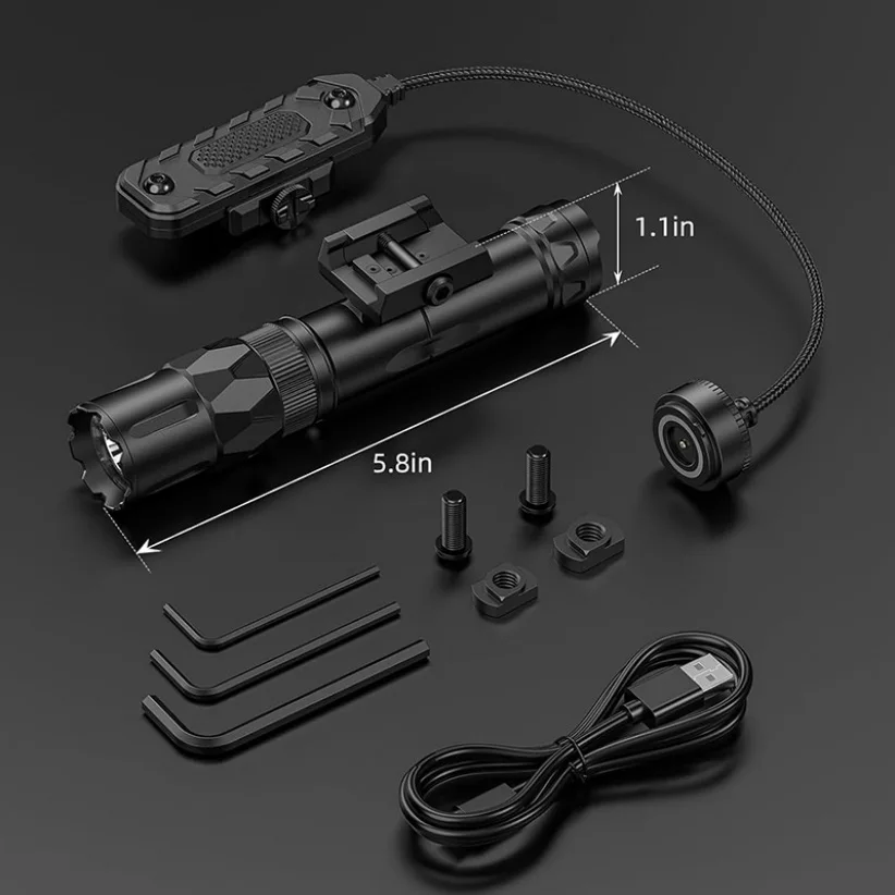 Richfire 2500LM Tactical Flashlight Magnetic Rechargeable White Laser Combo 250M Hunting Light 21700 Battery Picatinny Rail view 3