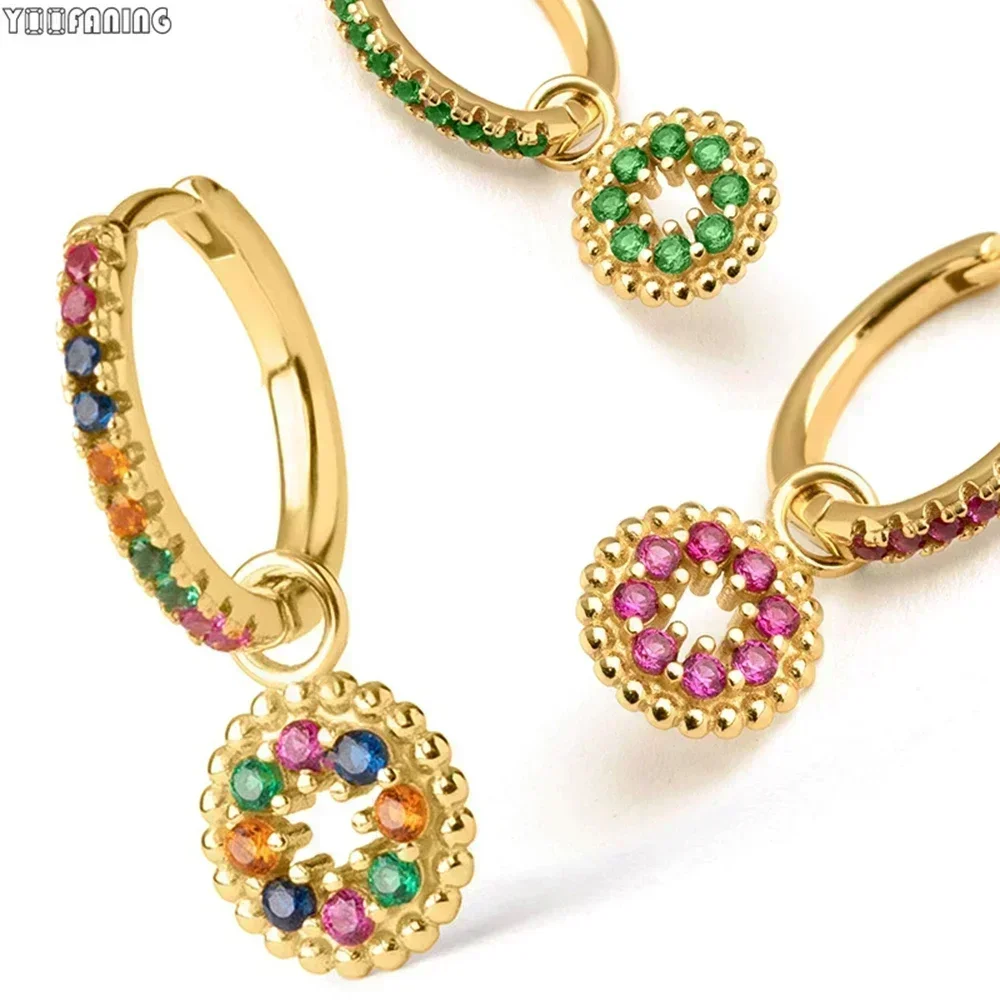 925 Sterling Silver Ear Needle Exquisite Hoop Earrings Colored Zircon Butterfly Heart Series Earrings for Women Jewelry Gift