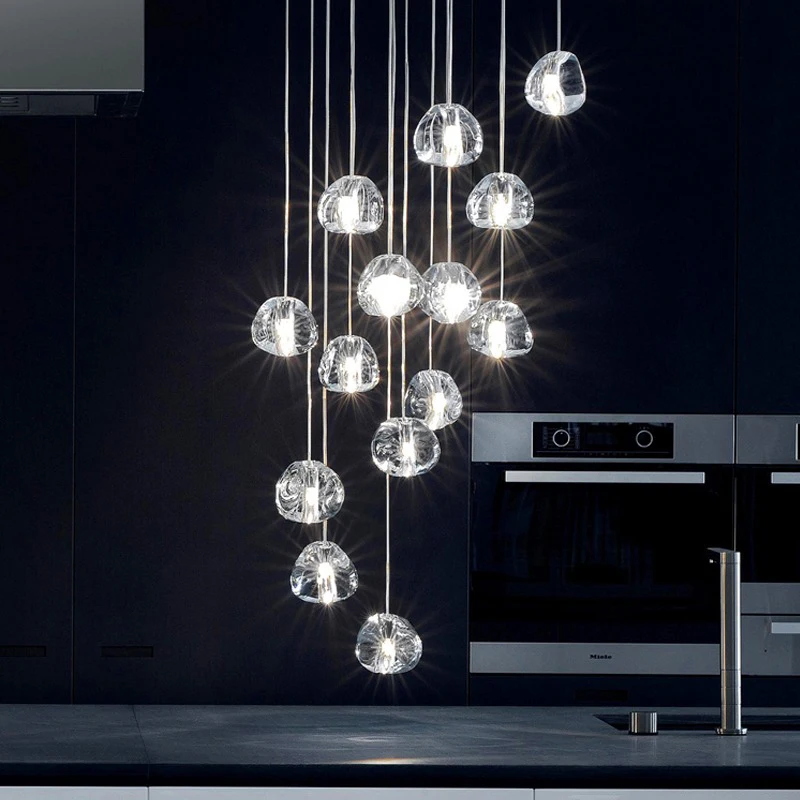 Imagem -04 - Modern Crystal Chandelier For Home Decoration Stair Pendant Lamp Living Room Pendant Lights Iluminação Interior