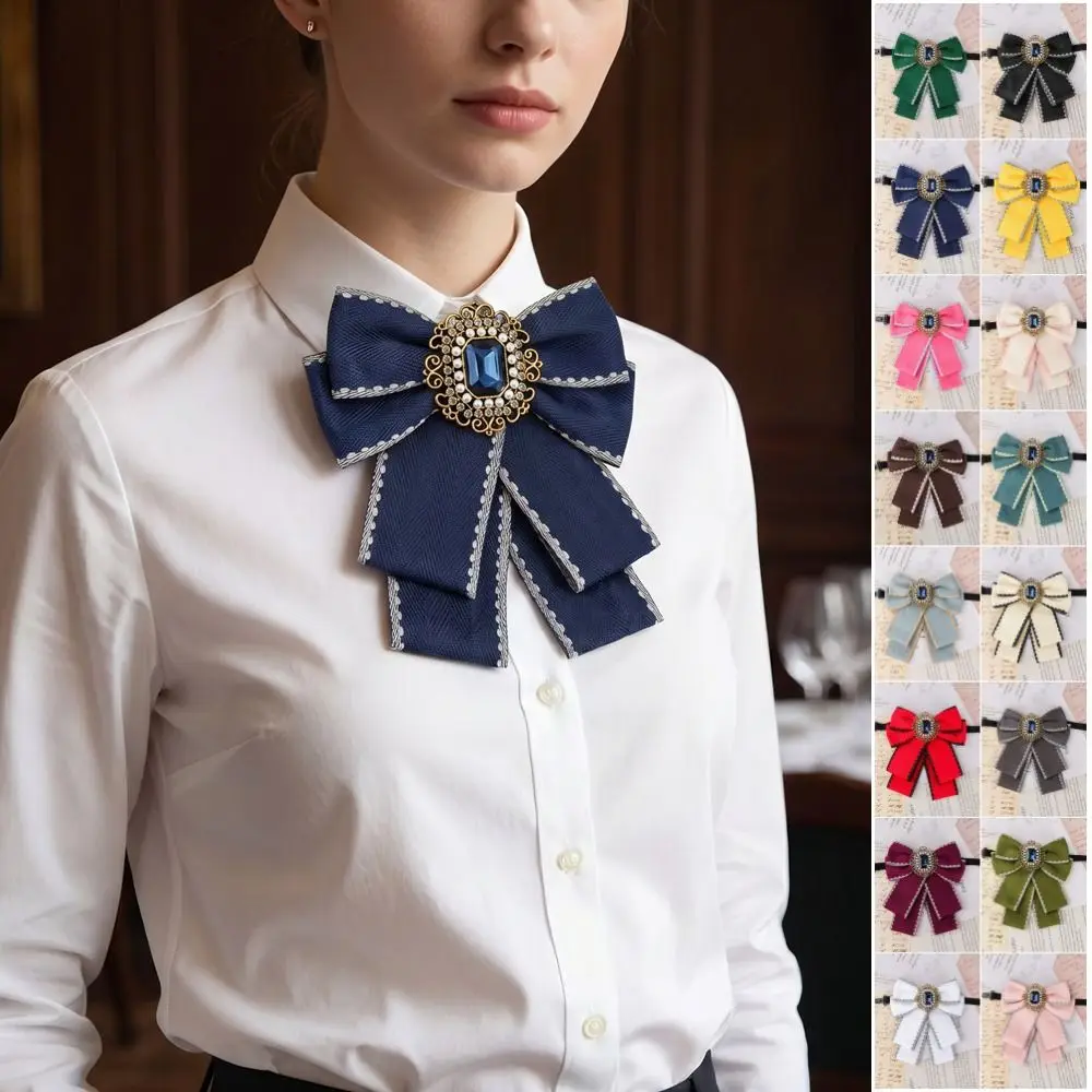 Solid Color Rhinestone Collar Flower Blue Crystal Adjustable Gentleman's Bow Tie Bowtie British Style Men's Suit Accessory