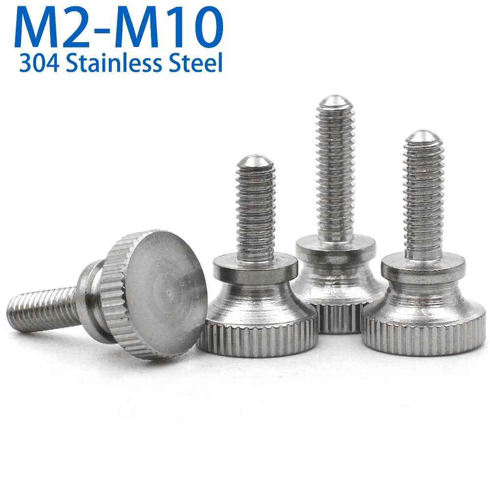 

1/2/5/10pcs M2 M2.5 M3 M4 M5 M6 304 Stainless Steel Hand Tighten Knurl High Step Head Grip Knob Thumb Screw Bolt Length=3-35mm