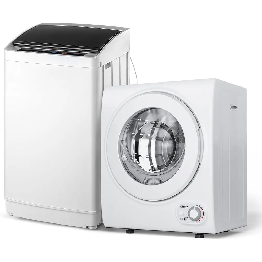 

17.8LBS ull Automatic Washing hine and 1.5Cut Portable Clothes Dryer Set, Compact Laundry Washer and Dryer Combo Set with Stainl