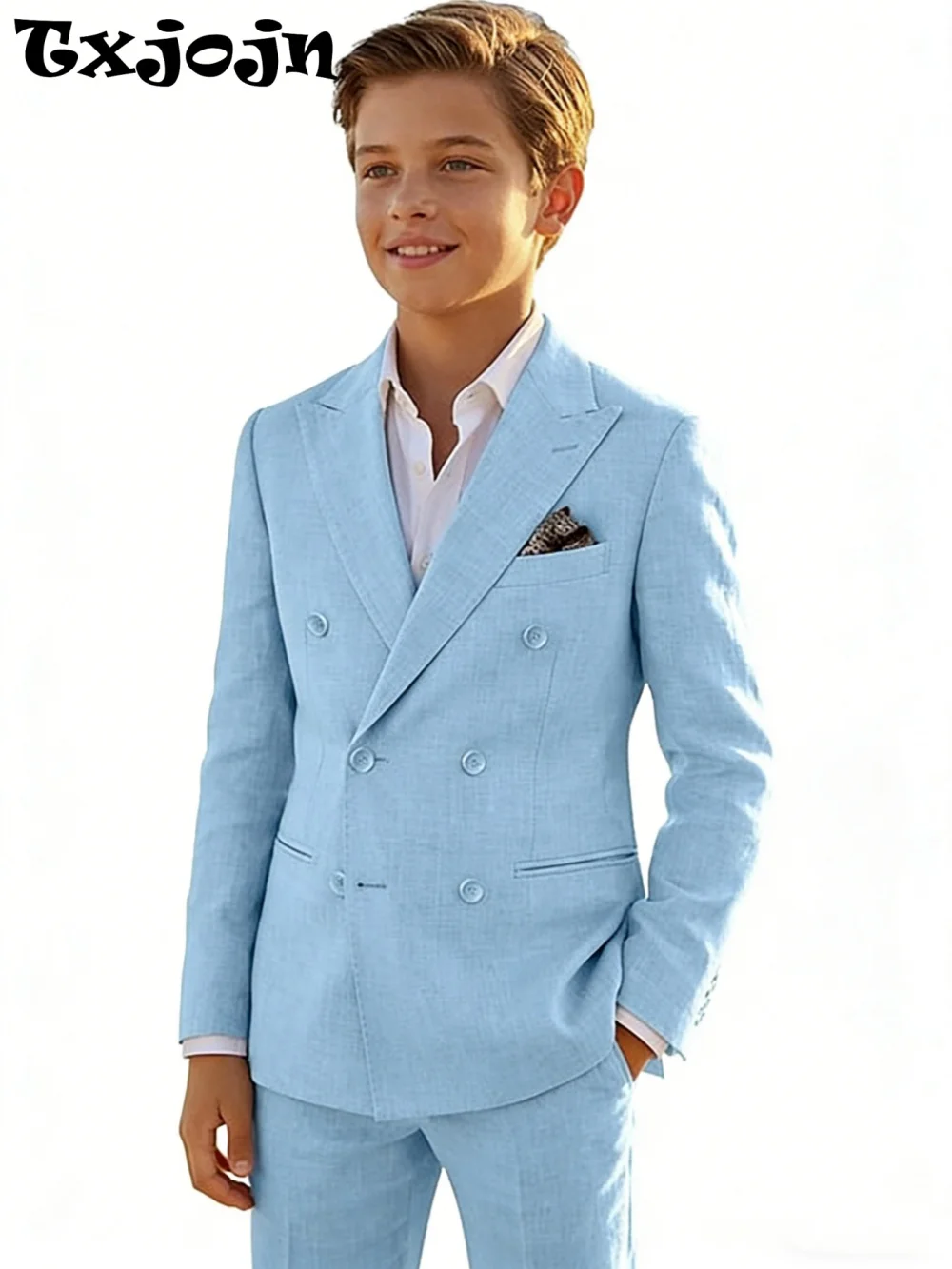 Conjunto de Terno de Linho para Meninos, 2 Peças, para Festas e Banquetes, Terno Infantil com Jaqueta e Calça, para Presente de Aniversário, Trajes Elegantes