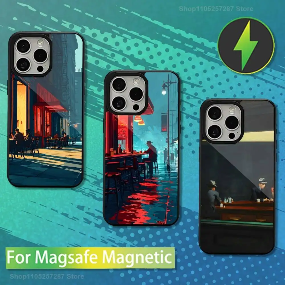 

E-edward H-hopper Art Phone For iPhone 17,14,11,15,16,13,12,Pro,Max,For Magsafe,Plus,Mini, Magnetic Wireless Charging Case