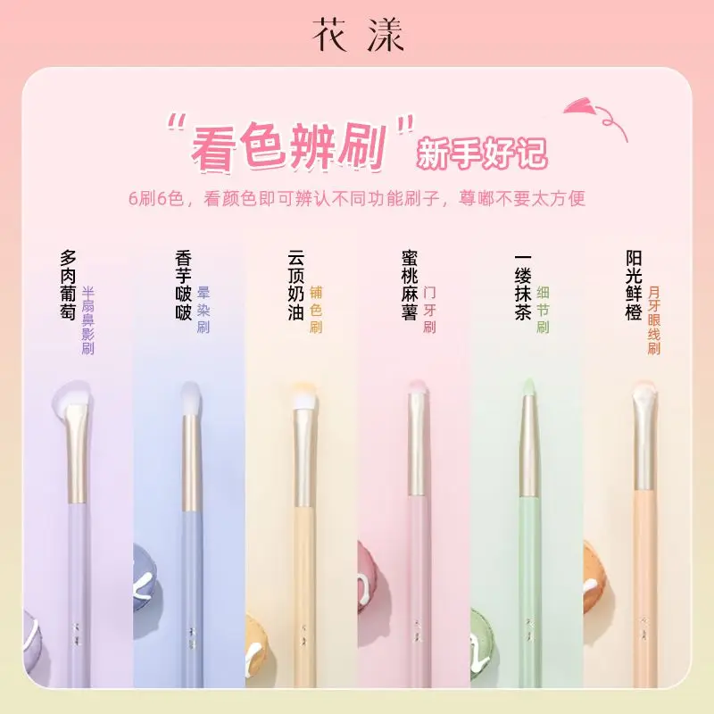 Huayang Makeup Brushes 6 Pcs Set Soft Fluffy Wool Makeup Brushes Blush Eyeshadow Concealer Brushes Professional Makeup Tools