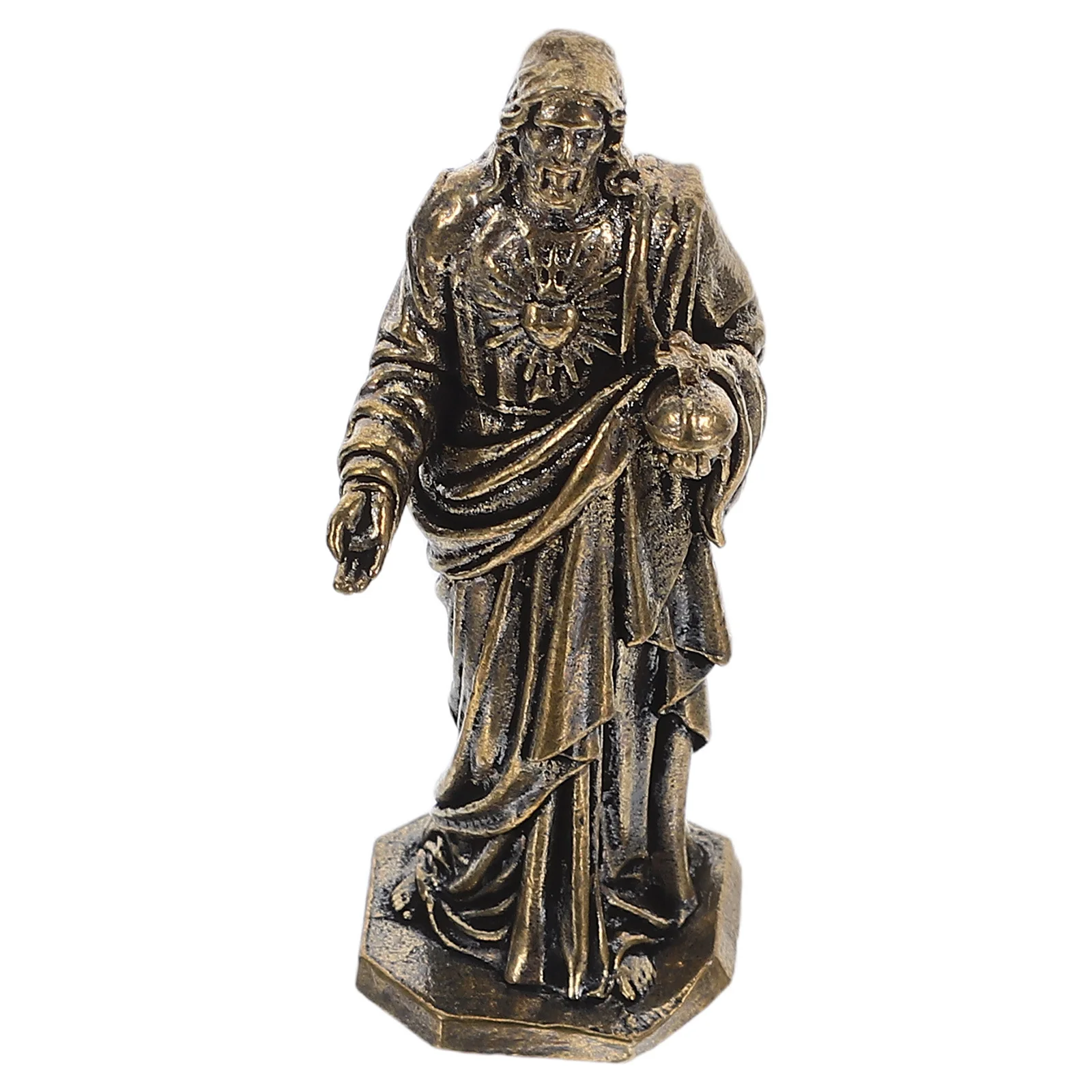 

Brass Mini Jesus Statue Timeless Shine Tarnish Resistant Small Decor for Bookshelf Meditation Space Peaceful Ambiance