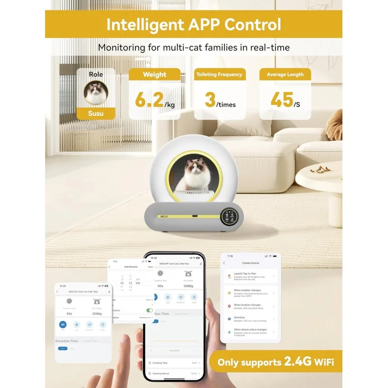 Self Cleaning Cat Litter Box,65L 9L Large Automatic ,with Odor-Removal Design&Weight Monitoring Function,APP R