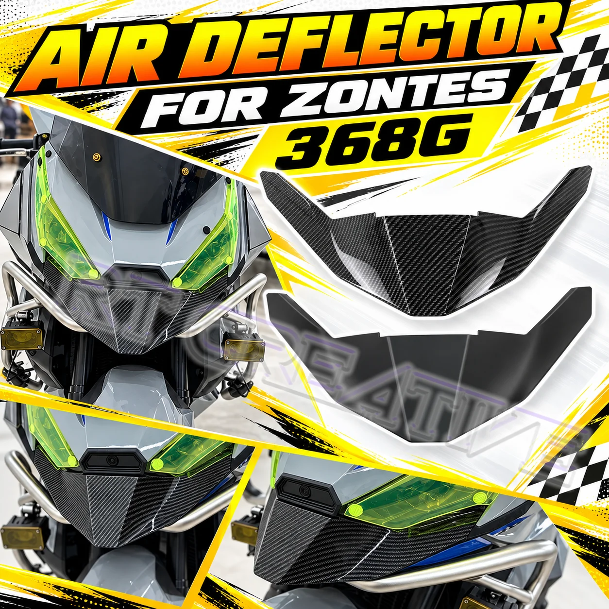 Front Lip Bird Beak Shark Fin Fixed Wing Motorcycle Air Deflector Compatible ZONTES 368G 2024