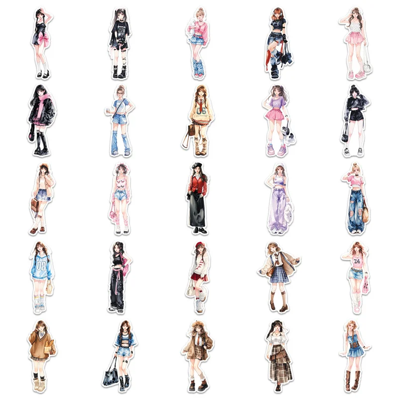 50Pcs Personalized Outfit Creative Fashion Fun Cool Personalized Stickers Phone Case Bicycle Guitar Decoration Stickers