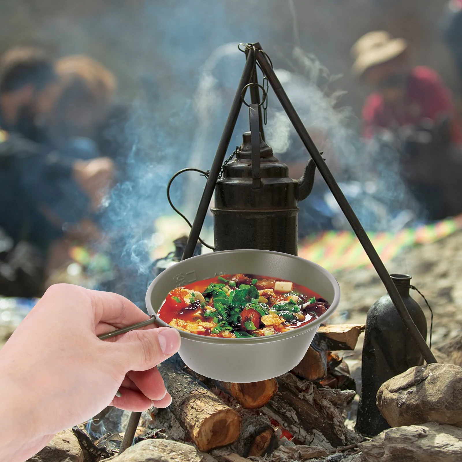 

Stainless Steel Bowl 304 Soup Bowls H Travel Mug Portable Camping Drinking Cups Outdoor Dining Green
