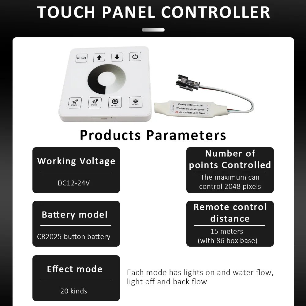 WS2811 Running Water Led Strip SPI Controller Touch Panel 3Keys Remote Control Splitter Amplifier 3Pin Extension Wire Connector
