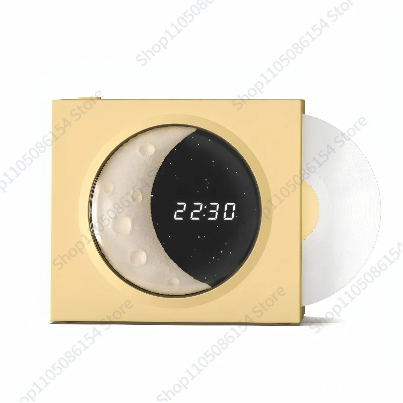 

Vinyl moon clock bluetooth speaker wireless desktop atmosphere small speaker small portable record player birthday gift