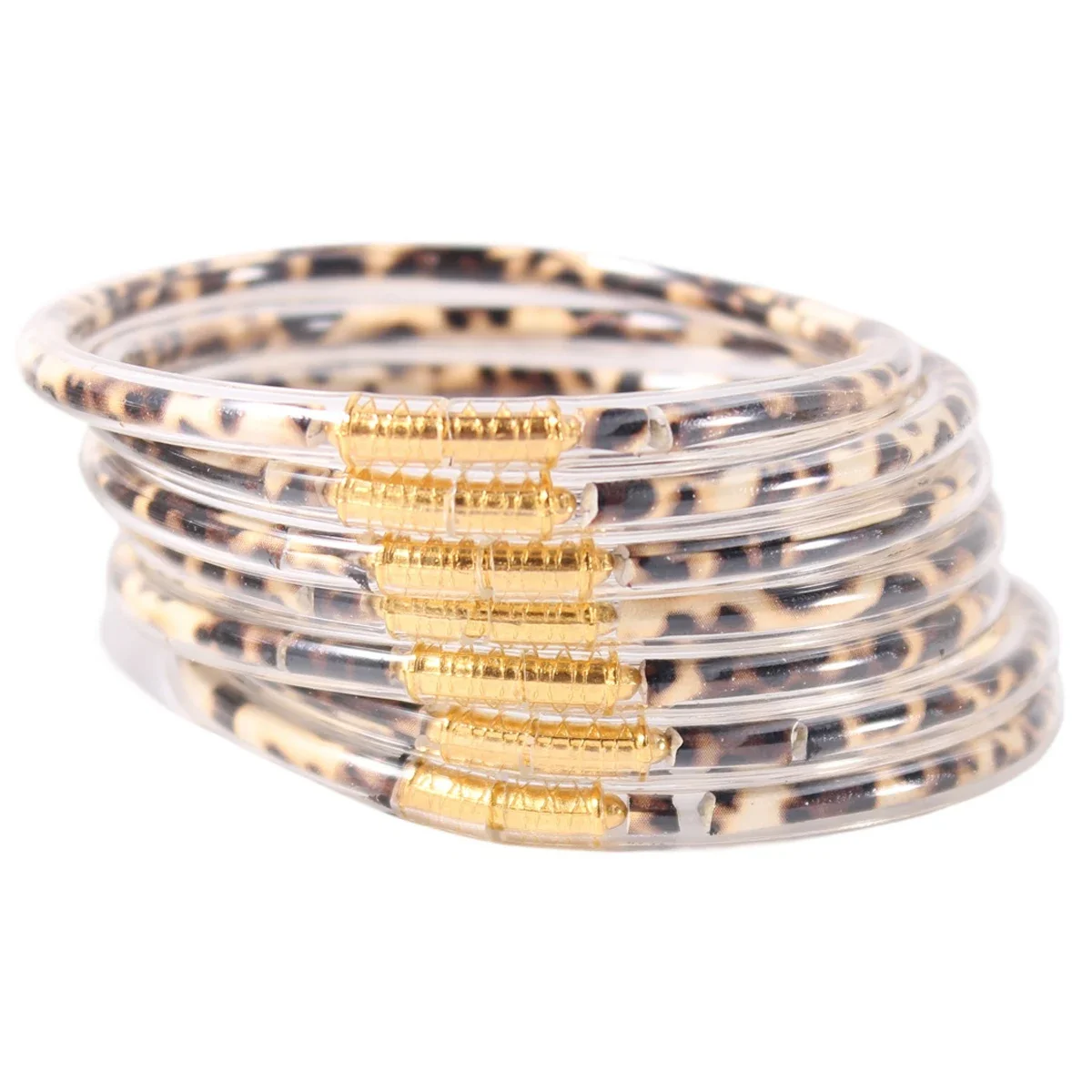 7pcs/set Stack Leopard Print Bangle Bracelet for Women Cheetah Print Silicone Bangle  Jewelry