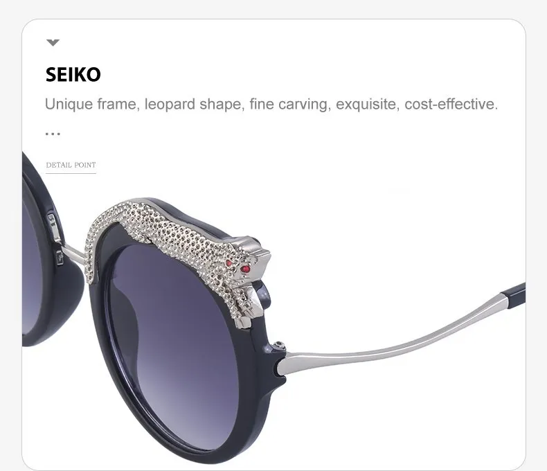 Übergroße Runde Sonnenbrille für Damen 2026 Luxusmarke Mode Kristall Leopardenkopf Sonnenbrillen Retro Anti-Blaulicht-Brillen – Detail 13