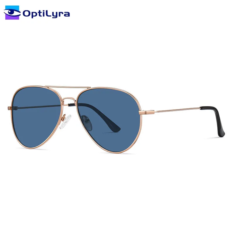 

OptiLyra Brand Metal Framed Pilot Goggles UV Resistant Polarized Sunglasses Travel Driving Sun Protection Glasses