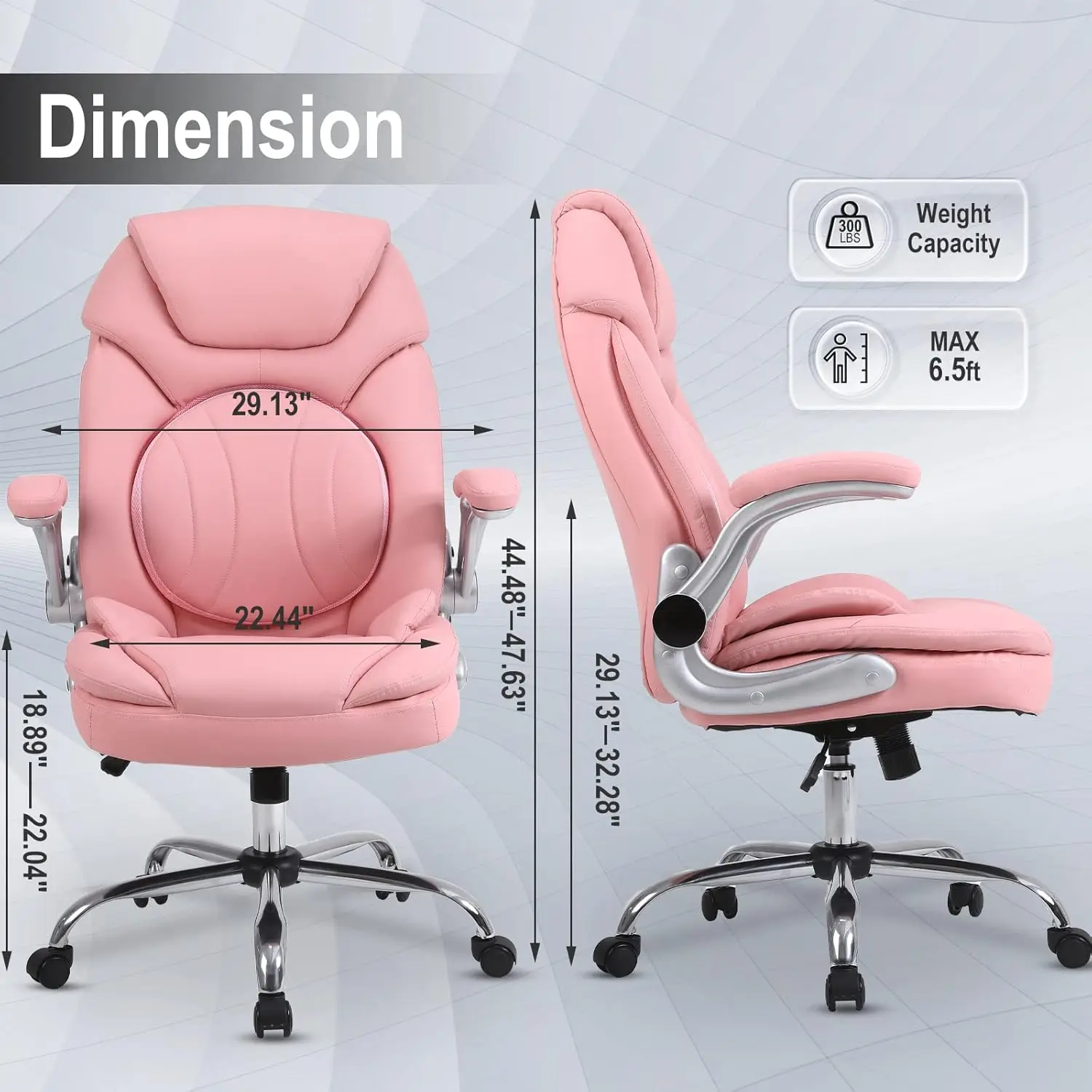 Ergonomic Executive Office Chairs with Adjustable Lumbar Support, 90-120° Rocking Managerial Chair Swivel Desk Chairs with