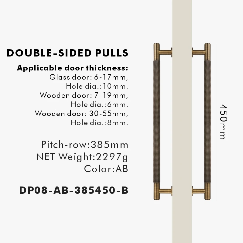 Nurlin Messing Deur Dubbel Enkelzijdig Gekartelde Trekstang Houten Poort Glazen Deur Doucheruimte Keukenapparaat Mat Goud Zwart Brons
