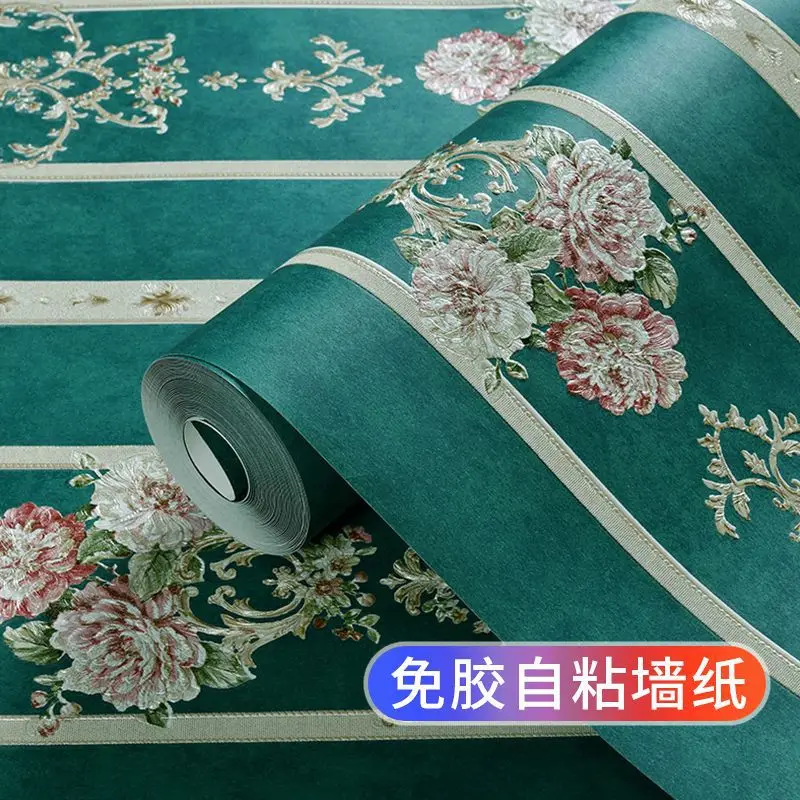 Self Adhesive Wallpaper Rustic Non Woven 3D Embossed Vertical Stripe Bedroom Living Room TV Background Wall Sticker