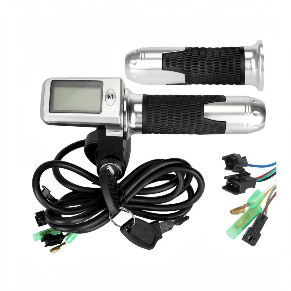 Universal E Scooter Throttle Grip With Key Switch 36V 48V 60V Electric Bicycle Speed Control Handlebar Replacement Accessory
