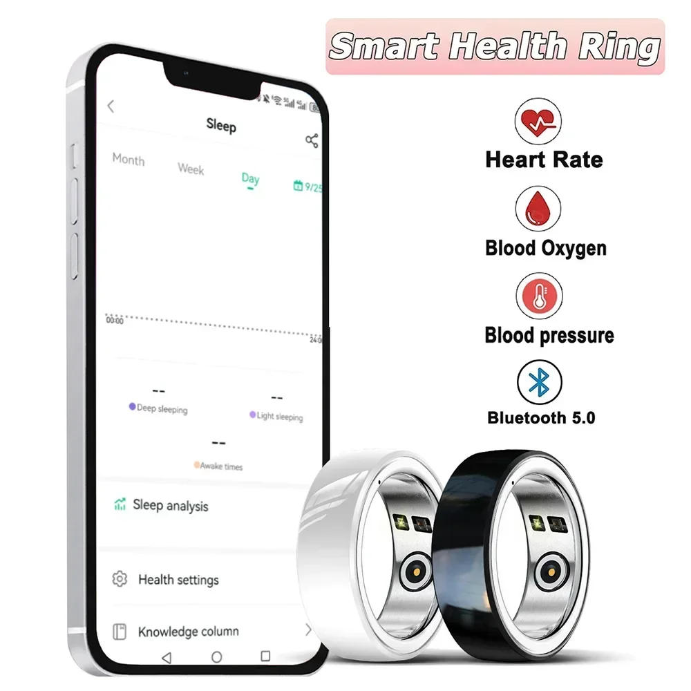 2024 ใหม่กิจกรรมฟิตเนสแหวนสมาร์ท,Sleep Pedometer ความดันโลหิตสุขภาพ Monitor แหวนนิ้วมือ,IP68 กันน้ําสําหรับ Android IOS