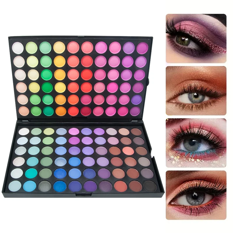 120-Farben-Lidschatten-Palette, glitzernd, matt, schimmernd, Lidschatten-Palette, bunt, hochpigmentiert, Augen-Make-up-Palette für Teil