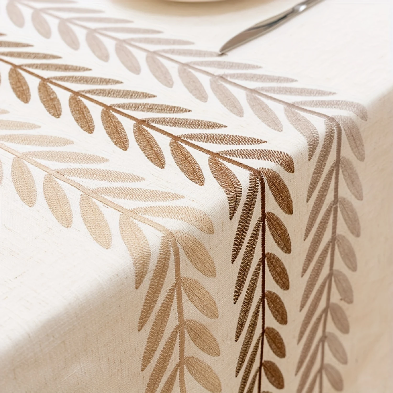 

Summer Linen Square Cotton Tablecloth with Tassel - Farmhouse Dining Table Cover for Kitchen and Holiday Décor