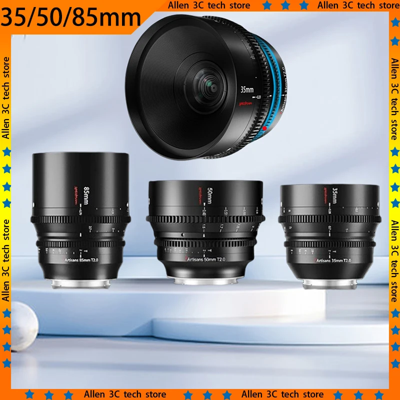 Original 7artisans 35mm 50mm 85mm T2.0 Camera Lens Full Frame 310° Ultra Long Focus Cine Custom Professional Lens For Sony Nikon