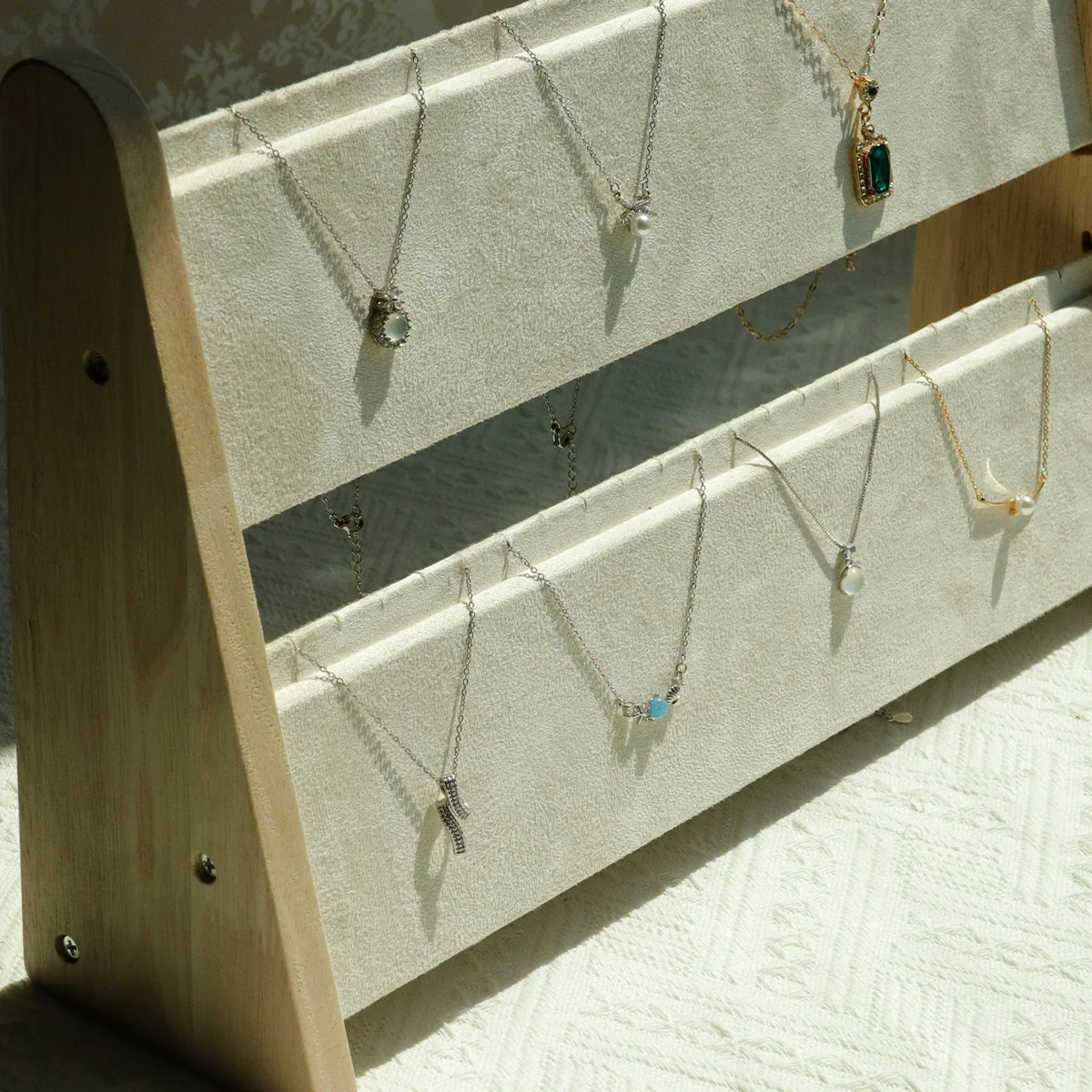 Jewelry Display Stand for Necklace Wooden Jewelry Storage Holder for Pendant Bracelet Display Props Home Shop Counter Shows Rack