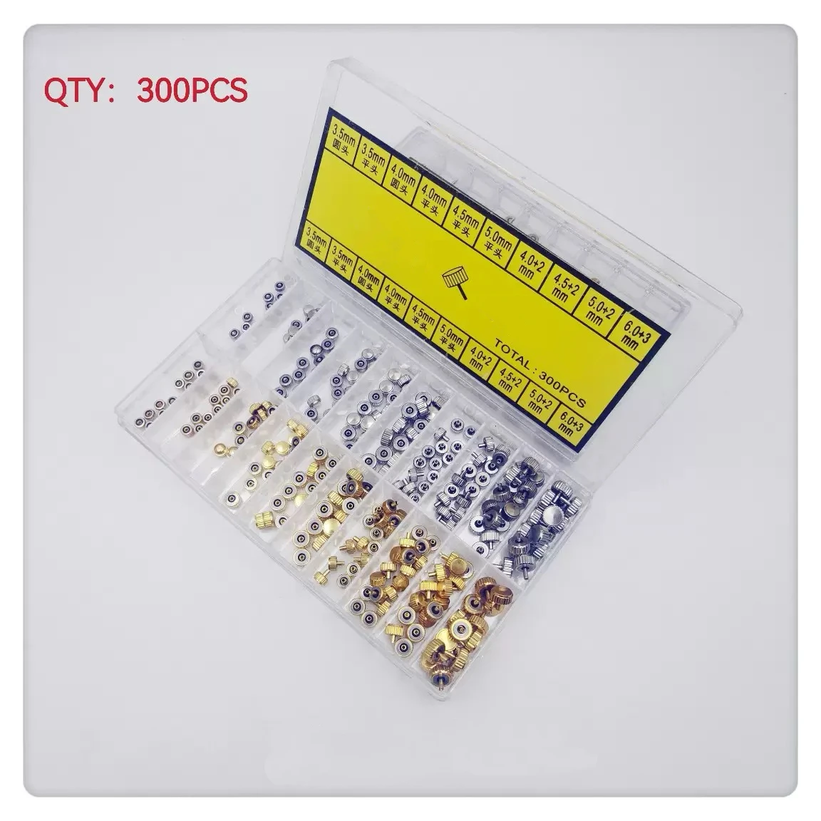 140/300pcs Waterproof Watch Crown  Parts Replacement Assorted Dome Flat Head Watch Accessories Repair Tool Kit for Watchmaker