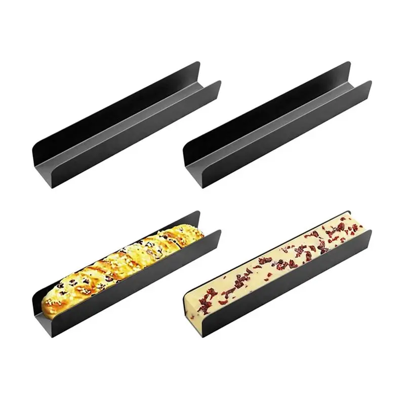 [NEWA64Z!】 U-Shape Biscuit Cake Bread Mold(4Pcs), Non-Stick Rectangular Cookie Mold In Cranberry Design For Baking