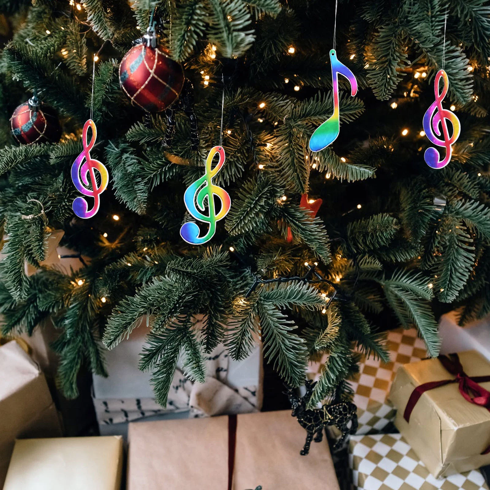 12 Pcs Hot Plated Colorful Musical Notes Christmas Tree Holiday Venue Pendant DIY Hanging Decors Ornaments Charms Felt Child